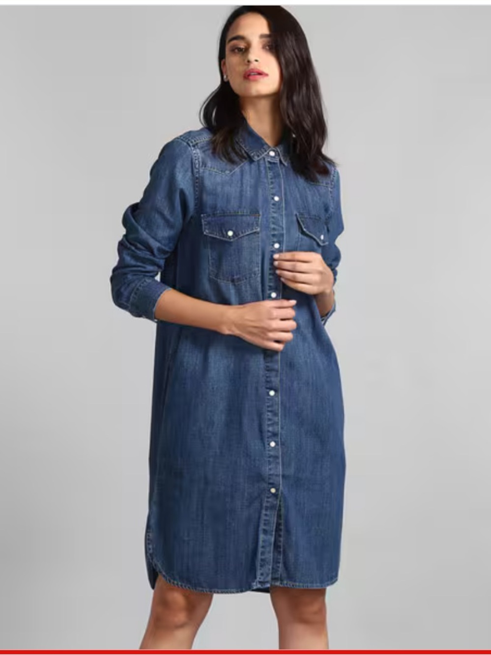 GAP Blue Denim Western Shirt Dress - Blue